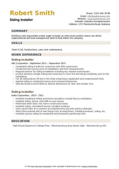Residential contractor resume